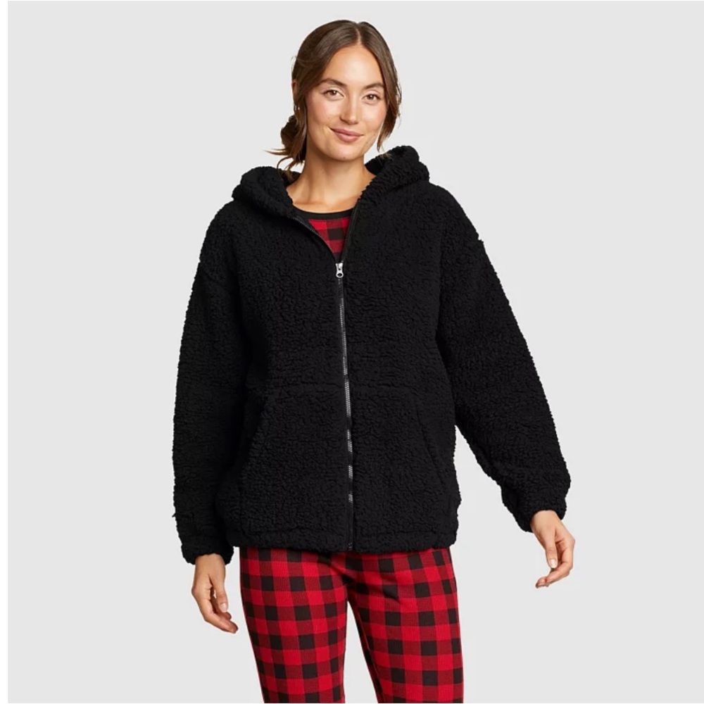 Eddie Bauer fuzzy black zip up